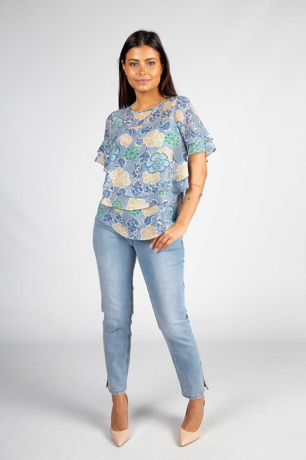 Blouse with overlapping layers