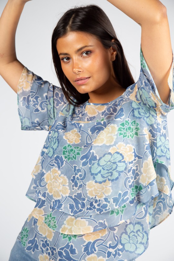 Blouse with overlapping layers