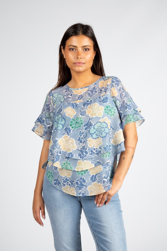 Blouse with overlapping layers