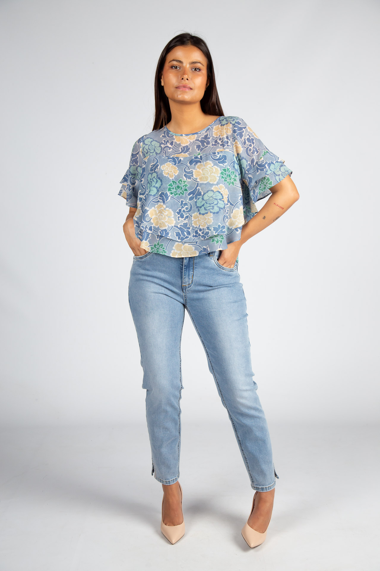 Blouse with overlapping layers