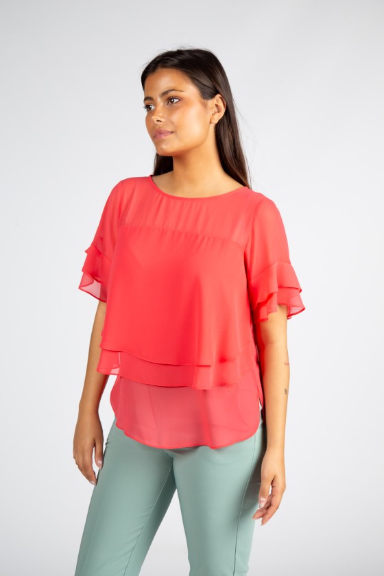 Blouse with overlapping layers