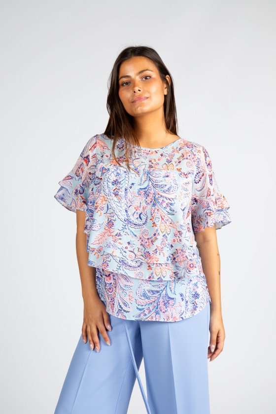 Blouse with overlapping layers