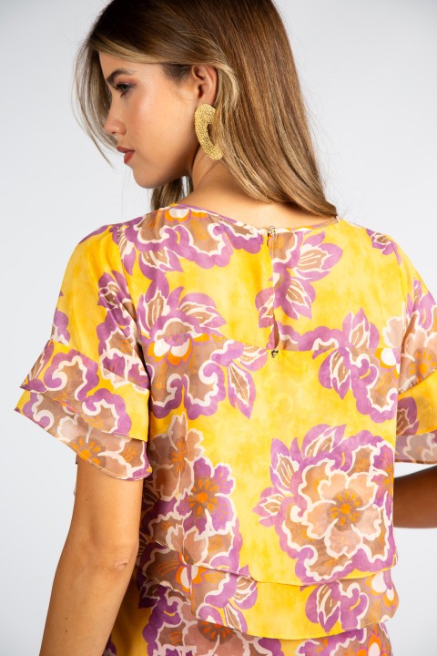 Blouse with overlapping layers