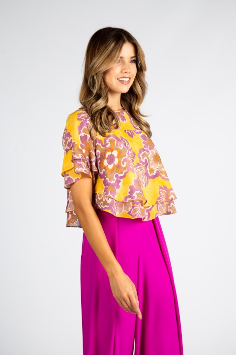 Blouse with overlapping layers