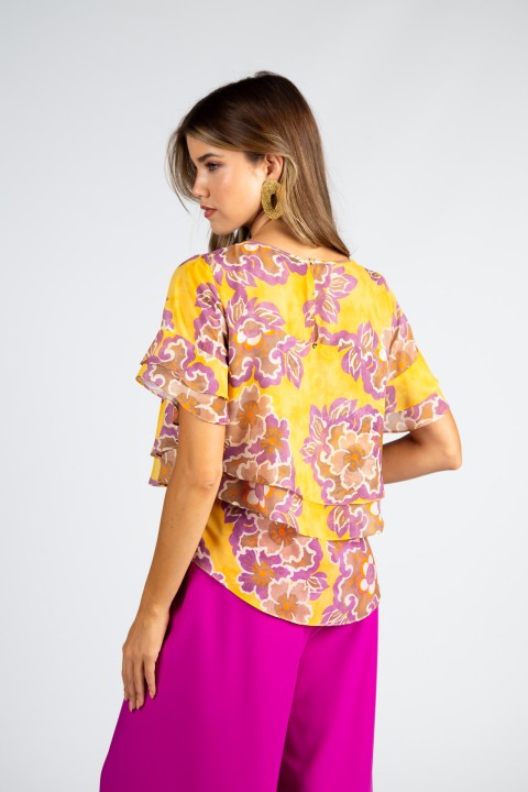 Blouse with overlapping layers