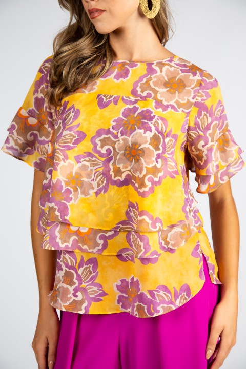 Blouse with overlapping layers