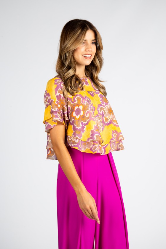 Blouse with overlapping layers