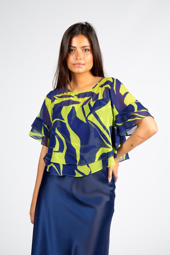 Blouse with overlapping layers