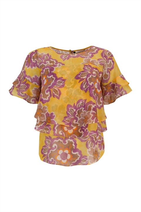 Blouse with overlapping layers