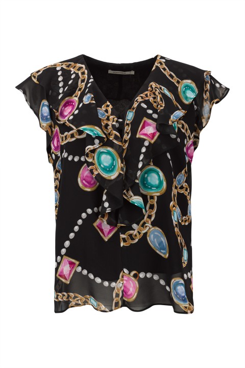 Short-sleeved blouse with ruffles