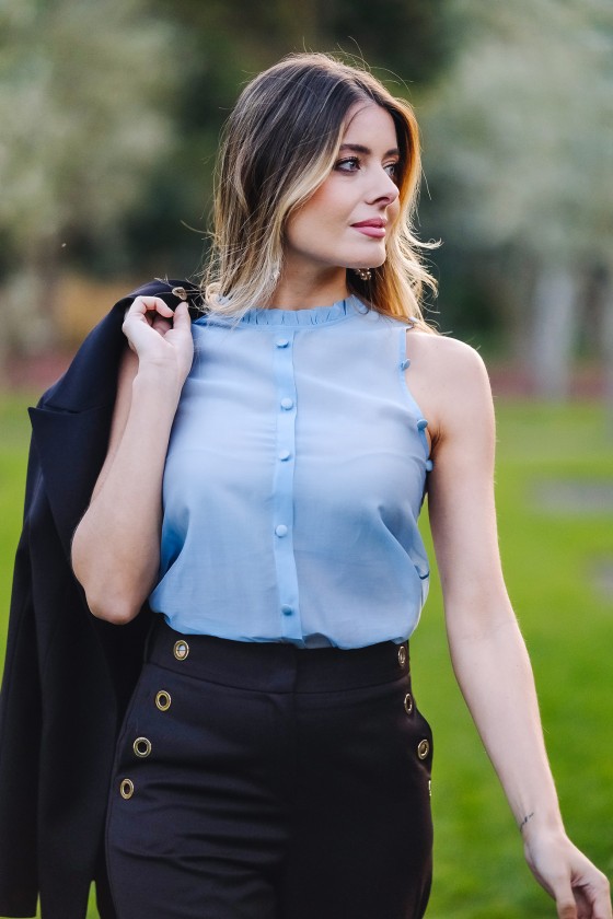 Top em organza de viscose