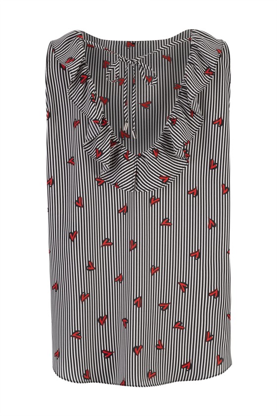 Sleeveless top with ruffle