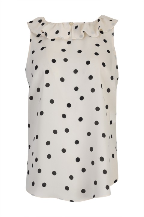 Sleeveless top with ruffle
