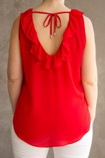 Sleeveless top with ruffle
