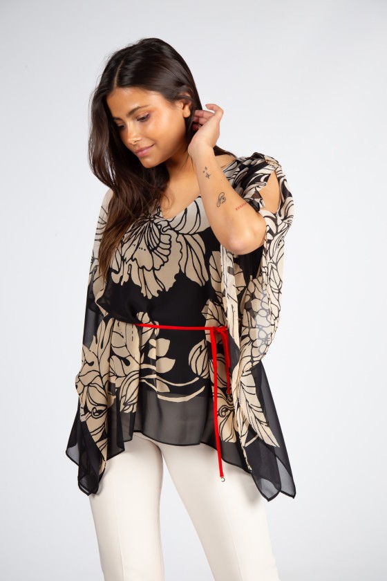 Poncho-style blouse