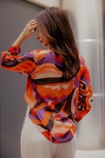 Allover print eyelet-detail shirt