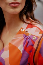 Allover print eyelet-detail shirt