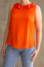 Sleeveless top with ruffle