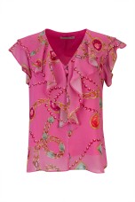 Short-sleeved blouse with ruffles