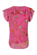 Short-sleeved blouse with ruffles