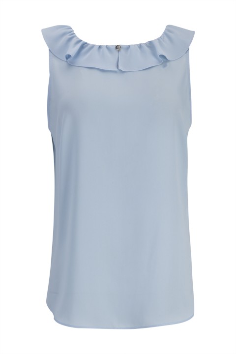 Top sem mangas com folho