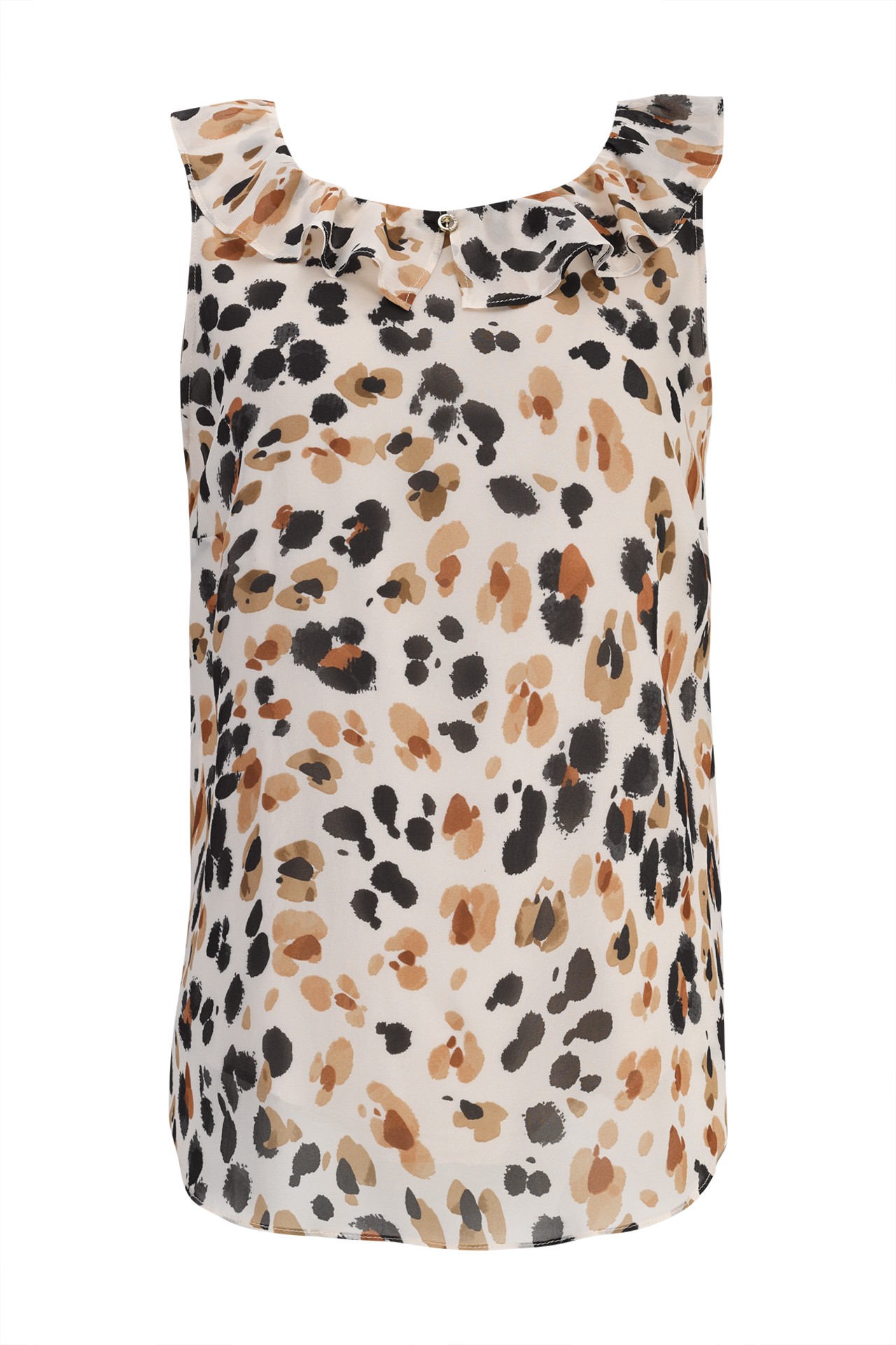 Sleeveless top with ruffle