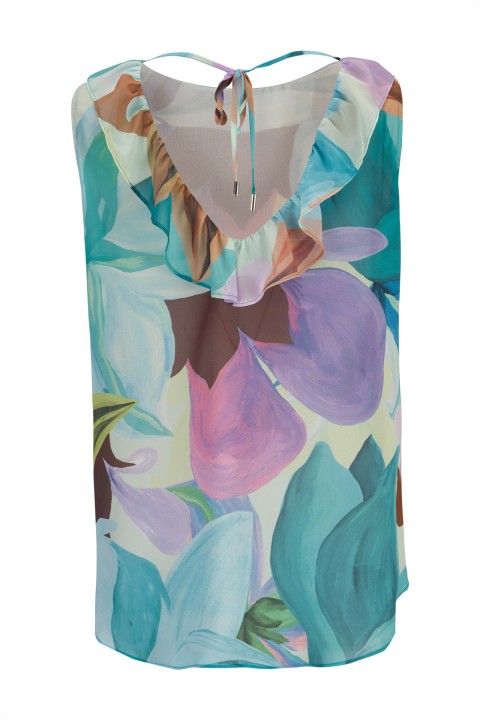 Top sem mangas com folho