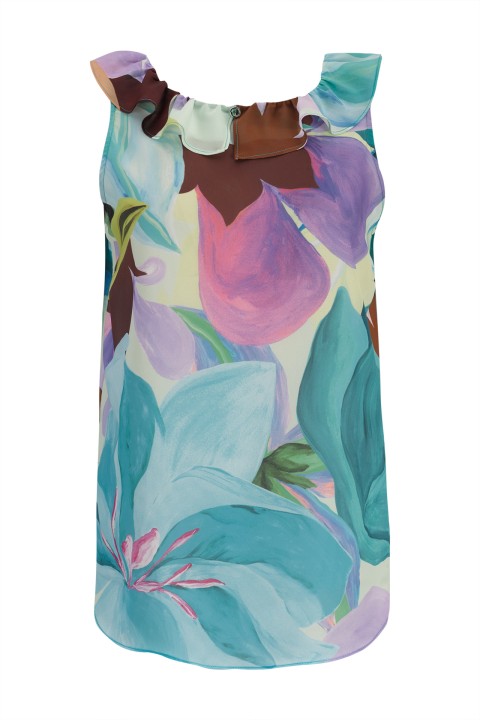 Top sem mangas com folho