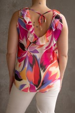 Sleeveless top with ruffle