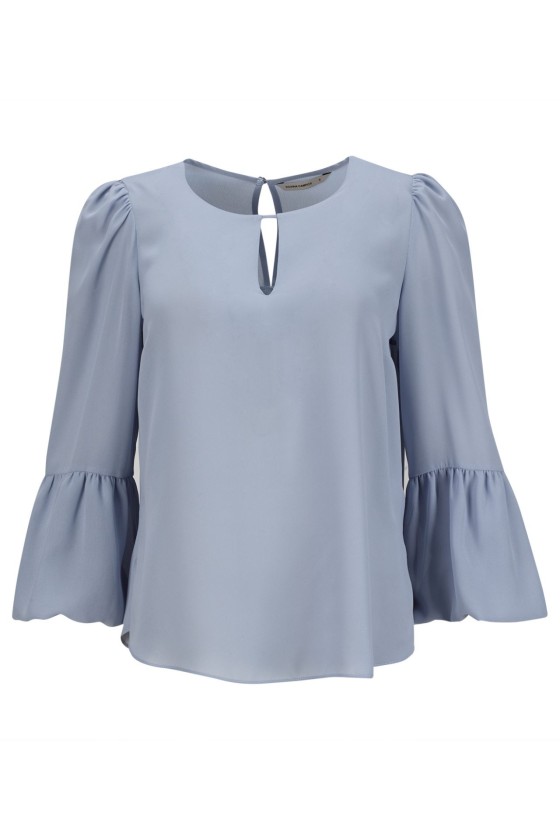 Round neck blouse with bubble cuffs 