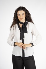 V-neck blouse with bow
