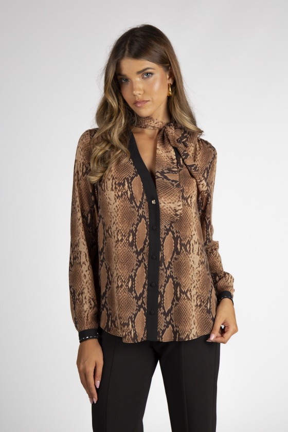 V-neck blouse with bow
