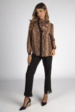 V-neck blouse with bow