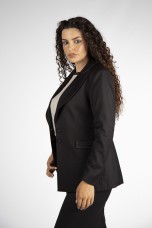 Contrasting topstitching detail blazer