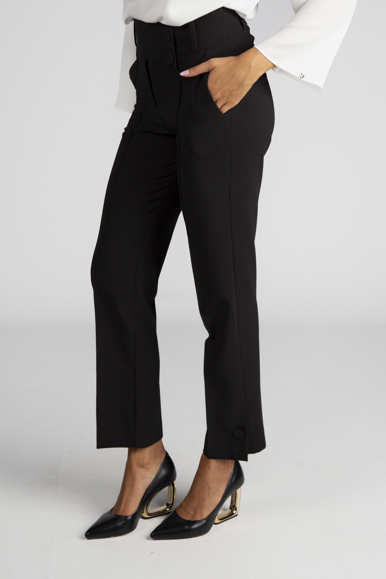 Asymmetrical waistband trousers