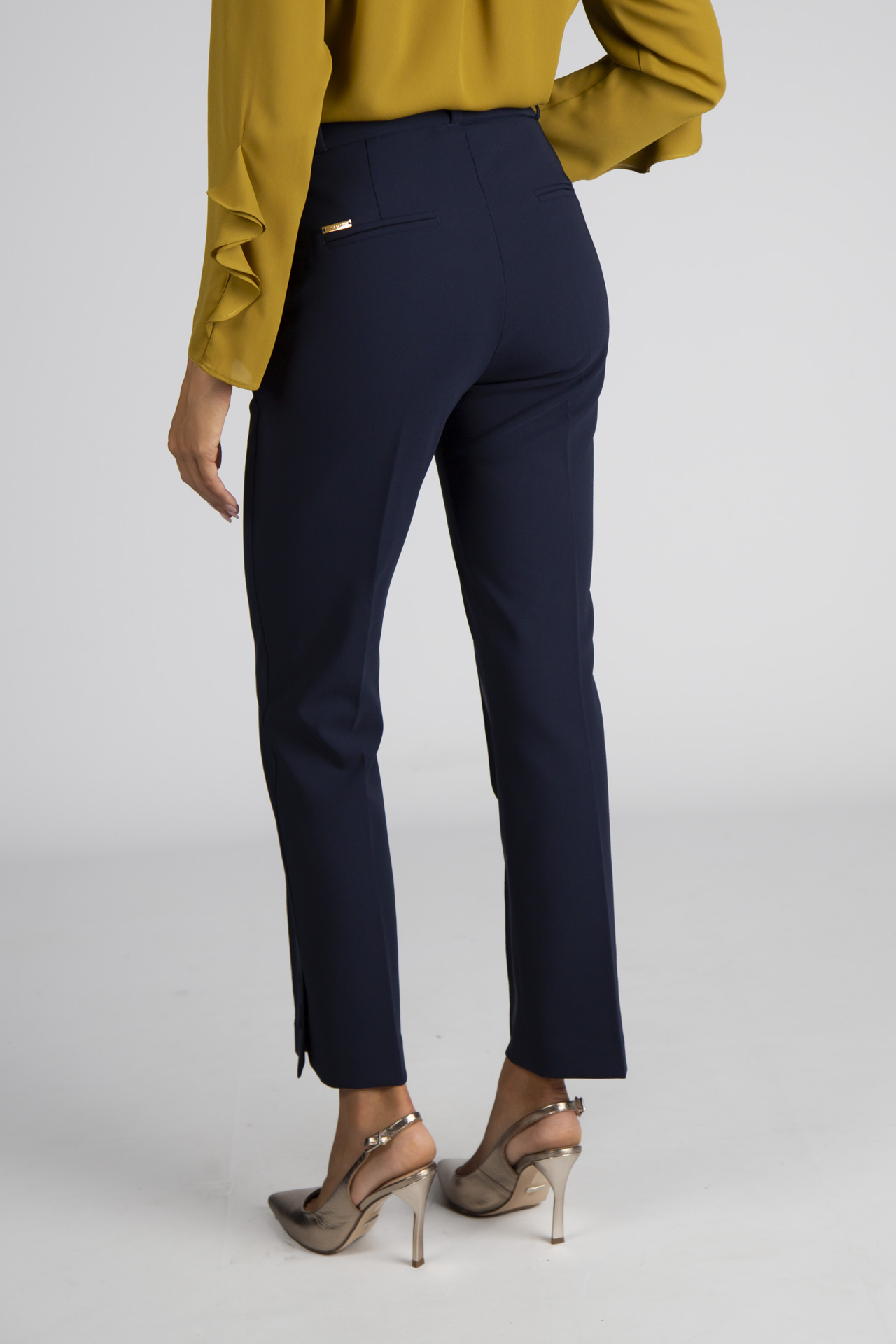 Asymmetrical waistband trousers