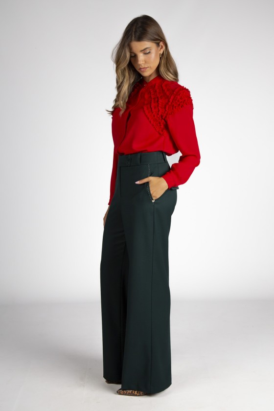 Pantalones con pespuntes a contraste