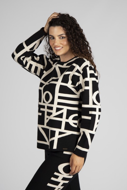 Graphic pattern knitted jumper