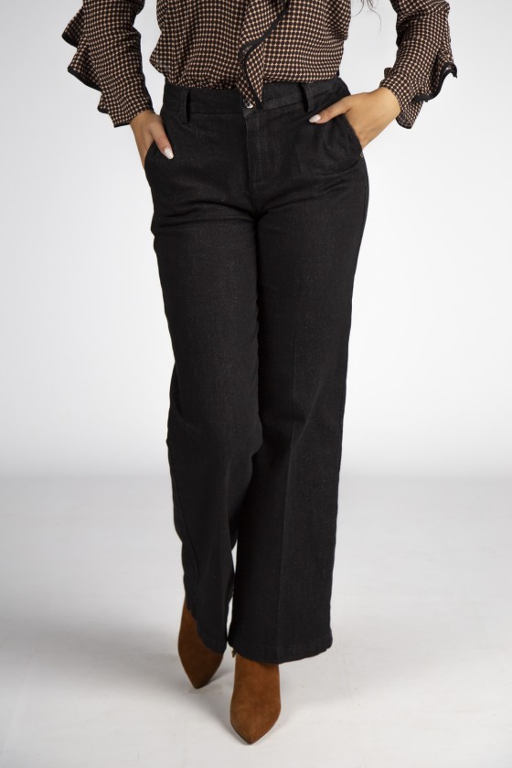 Wide-leg trousers with glitter