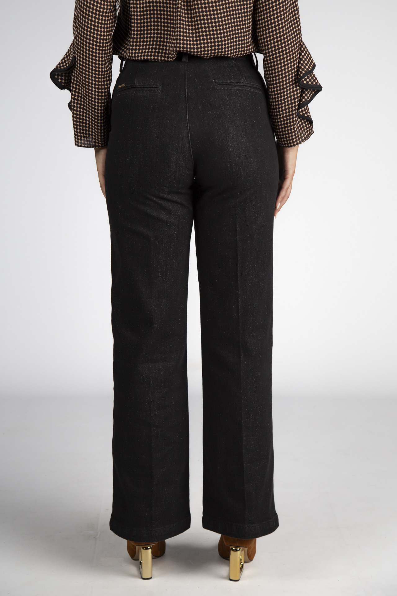 Wide-leg trousers with glitter