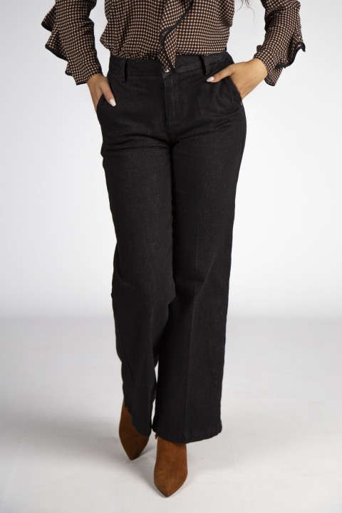 Wide-leg trousers with glitter