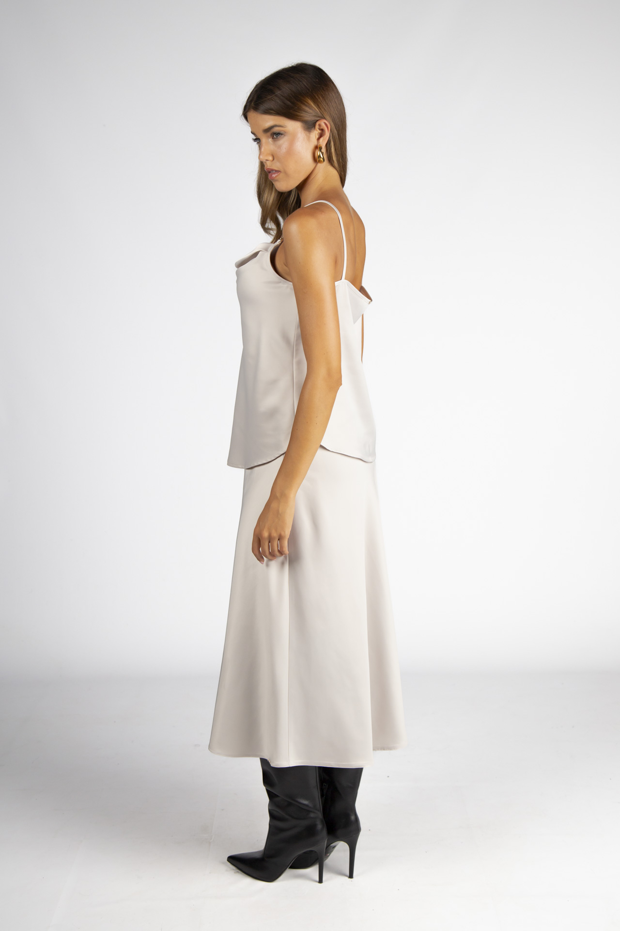 Top de gola drapeada