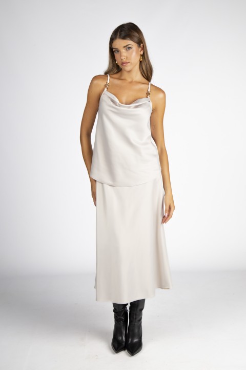 Top with draped collar