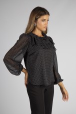 Blouse with 3-layer collar