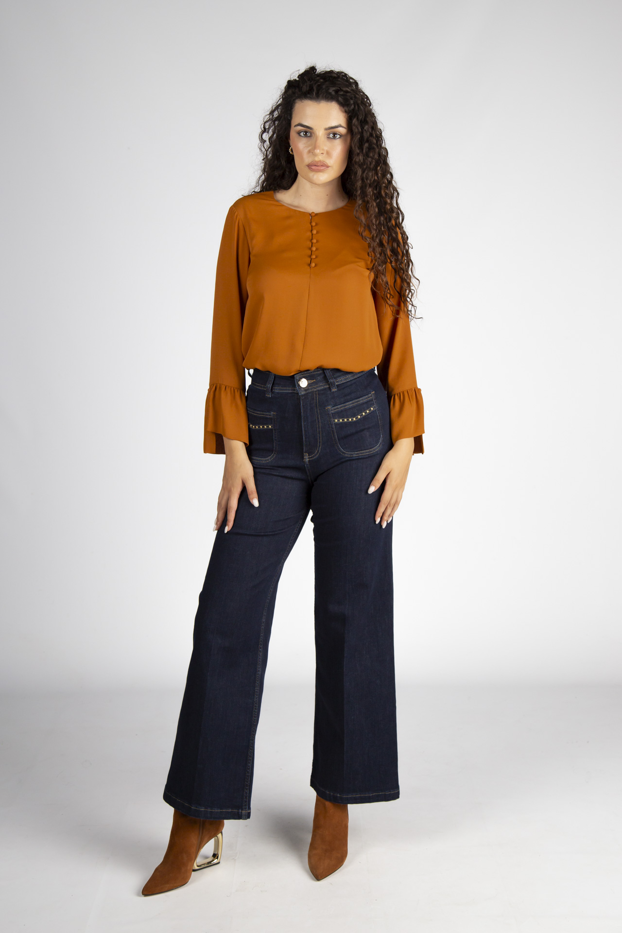 Covered buttons blouse