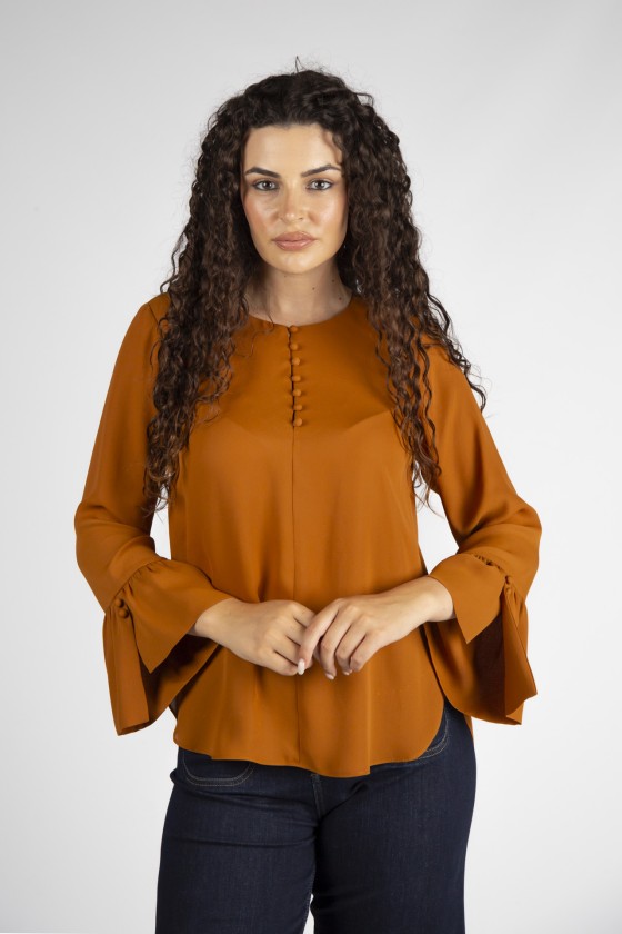 Covered buttons blouse