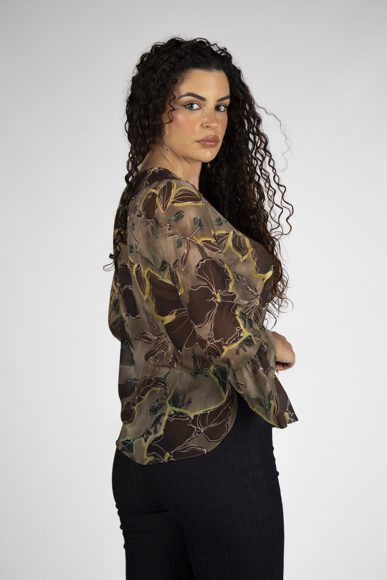 Covered buttons blouse