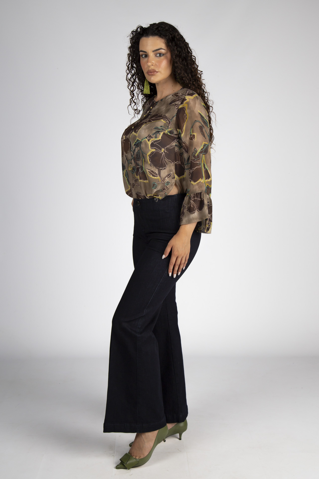 Covered buttons blouse