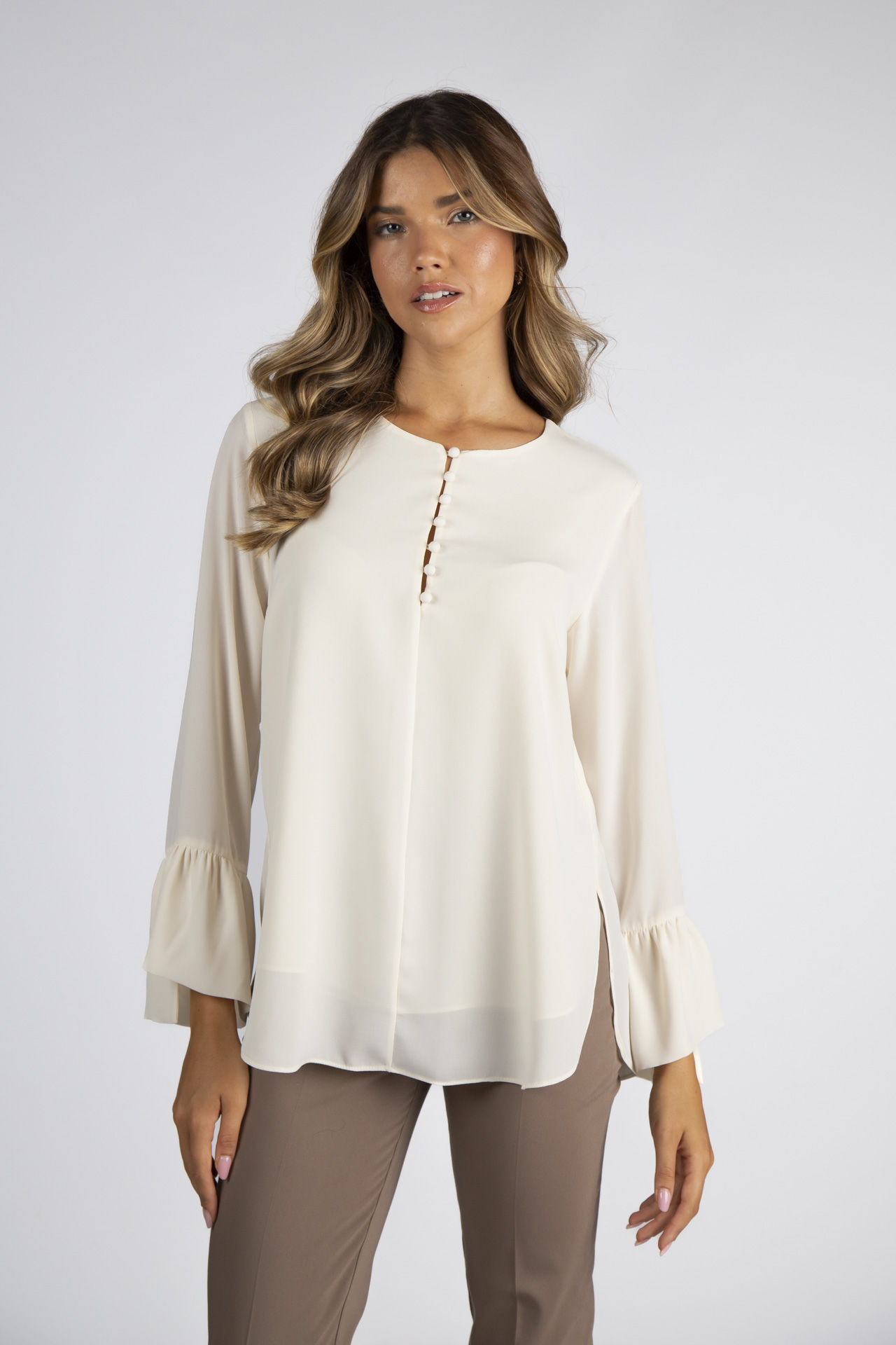 Covered buttons blouse