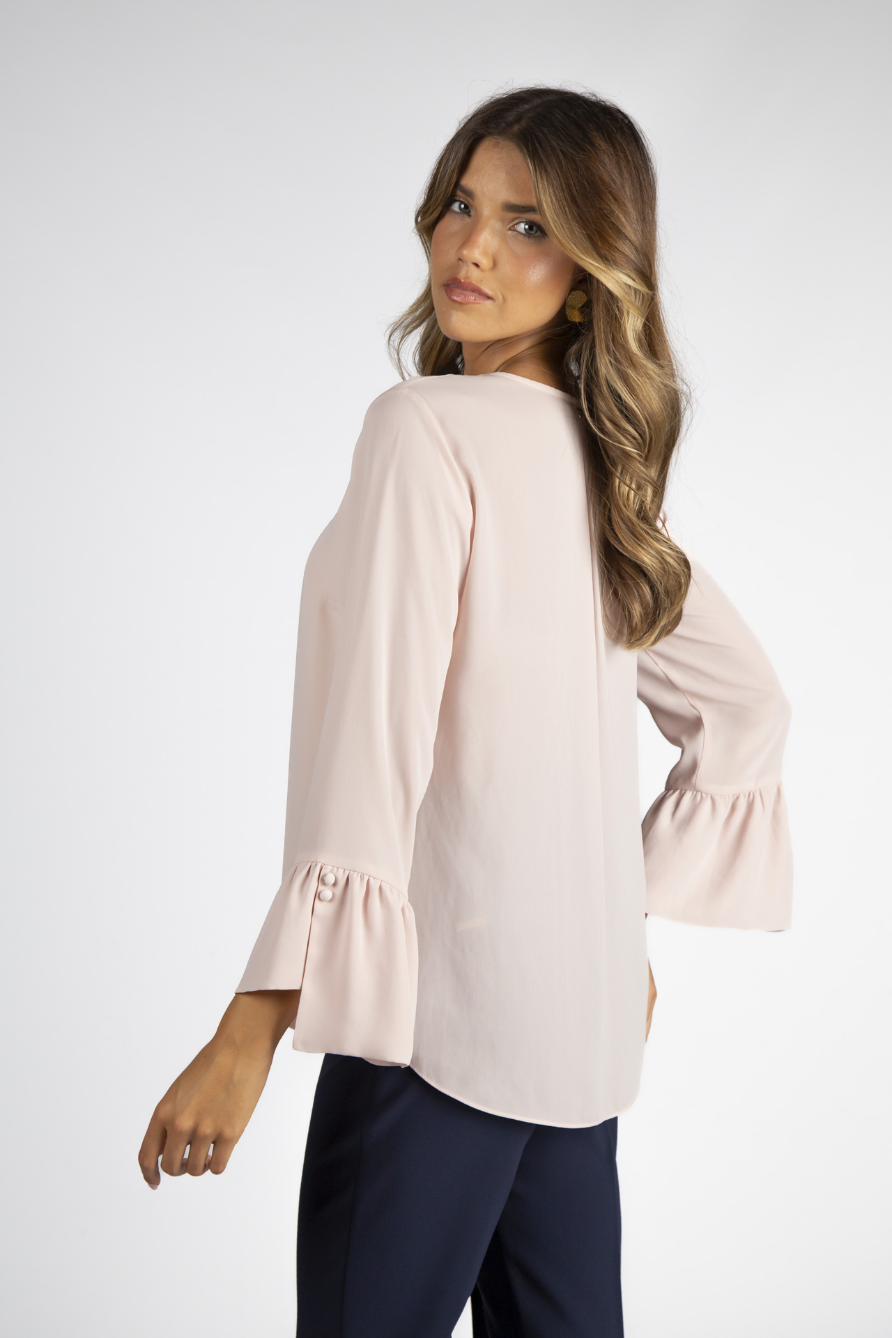Covered buttons blouse